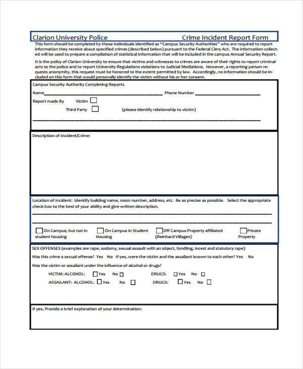 Police Incident Report Template For Your Needs